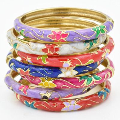 北京时尚首饰 景泰蓝手镯 牡丹花女款 出国礼品送外国人小礼物