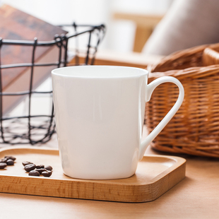 骨瓷马克杯简约家用纯白色创意情侣早餐咖啡牛奶杯子陶瓷水杯茶杯
